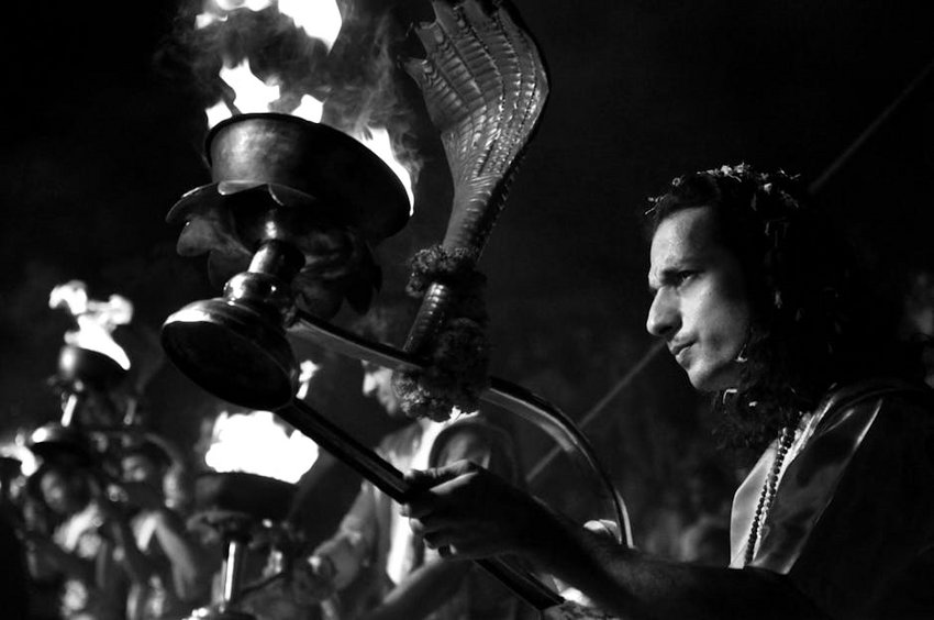 India Varanasi Ganges River Aarti
